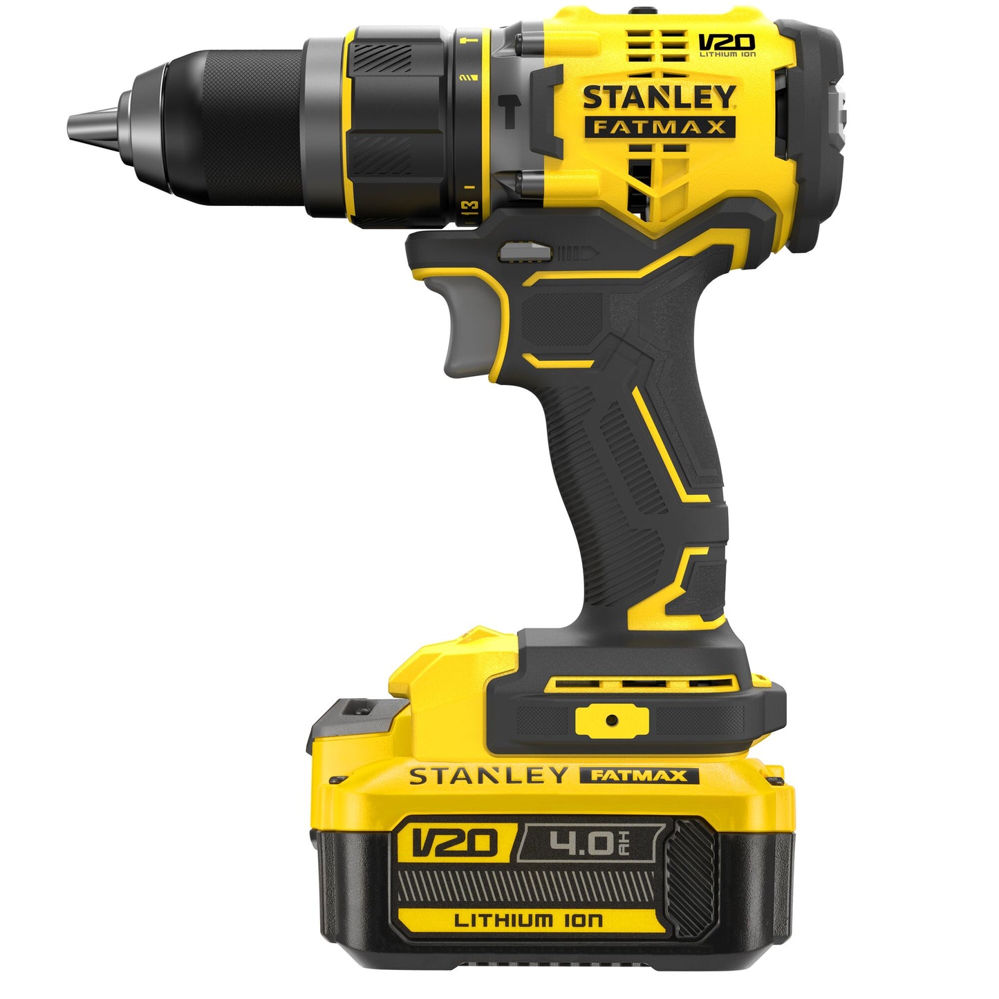 STANLEY FATMAX SFMCD721M2K-QW V20 Cordless Brushless Hammer Drill with 2 x 4.0Ah Battery and Kit Box