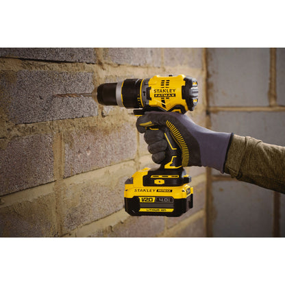 STANLEY FATMAX SFMCD721M2K-QW V20 Cordless Brushless Hammer Drill with 2 x 4.0Ah Battery and Kit Box