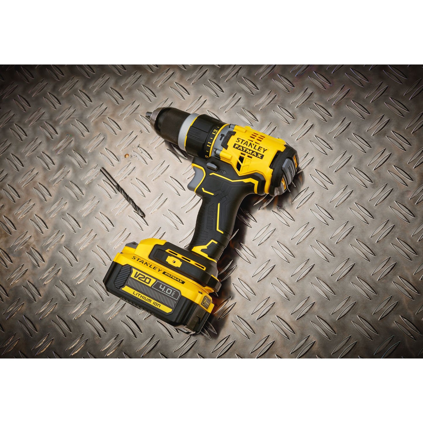 STANLEY FATMAX SFMCD721M2K-QW V20 Cordless Brushless Hammer Drill with 2 x 4.0Ah Battery and Kit Box
