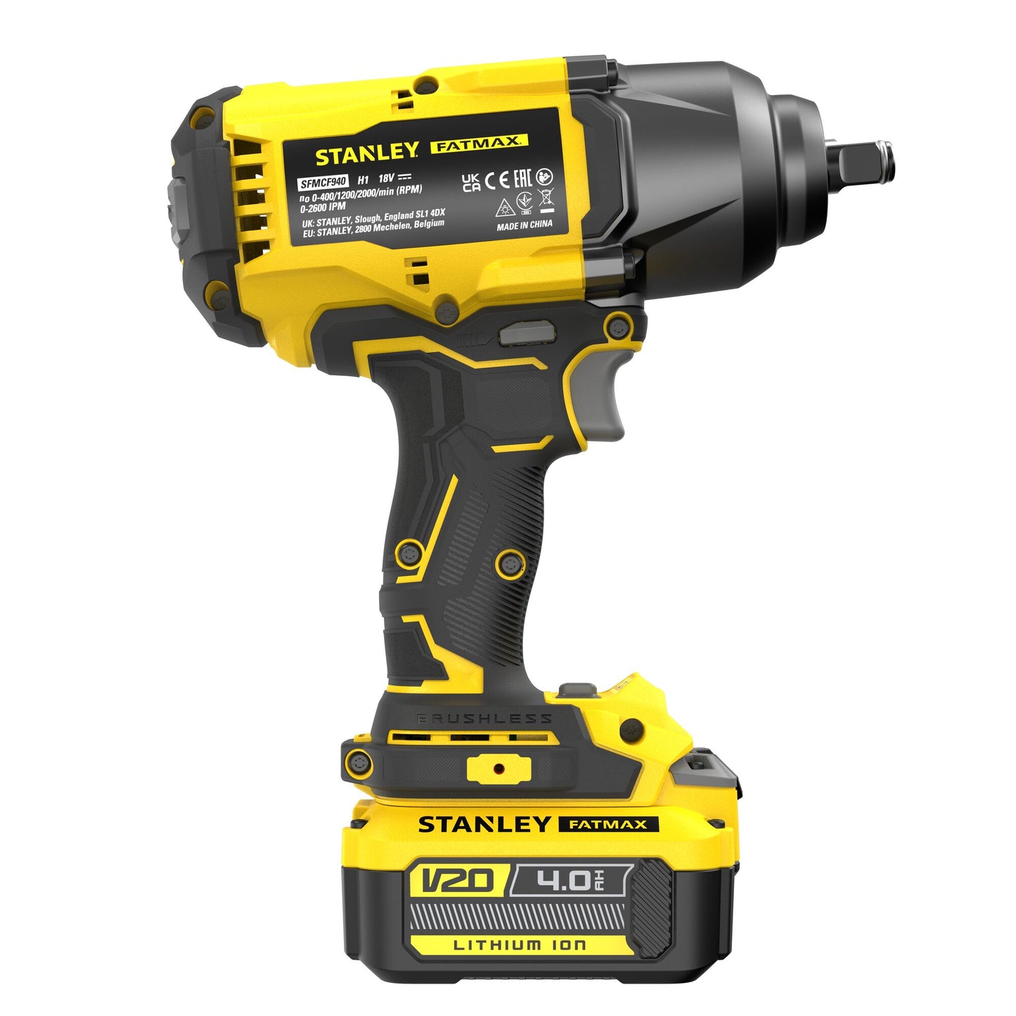 STANLEY FATMAX SFMCF940M1-QW V20 Cordless Brushless Impact Driver with 1 x 4.0Ah Lithium Ion Battery and Soft Bag