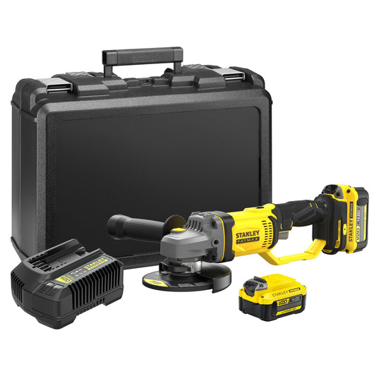 STANLEY FATMAX SFMCG400M2K-QW Smerigliatrice angolare V20, 2 batterie 18V 4.0Ah