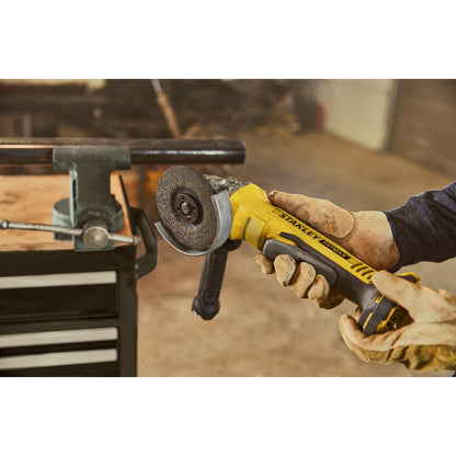 STANLEY FATMAX SFMCG700M2K-QW V20 Cordless Brushless 125mm Angle Grinder with 2 x 4.0Ah Lithium Ion Batteries and Kit Box