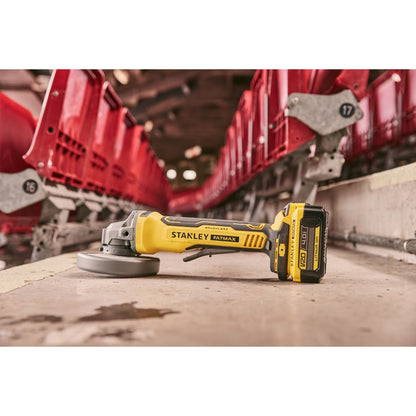 STANLEY FATMAX SFMCG700M2K-QW V20 Cordless Brushless 125mm Angle Grinder with 2 x 4.0Ah Lithium Ion Batteries and Kit Box