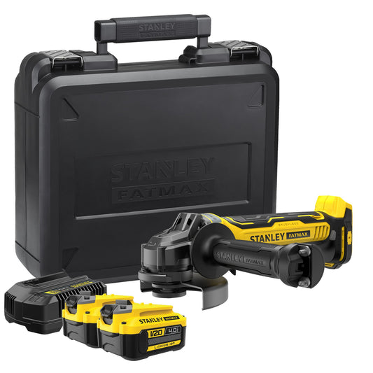 STANLEY FATMAX SFMCG700M2K-QW Smerigliatrice angolare brushless V20, 2 batterie 18V 4.0Ah