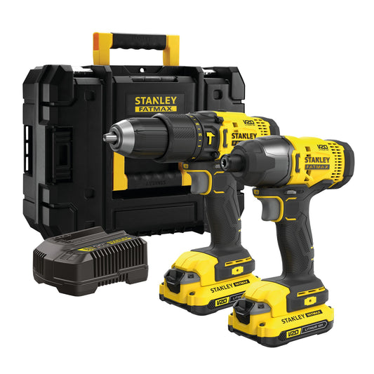 STANLEY FATMAX SFMCK465D2T-QW Kit trapano avvitatore a percussione V20 + avvitatore a implusi 1/4'' V20