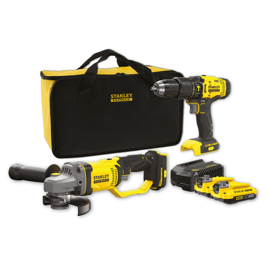 STANLEY FATMAX SFMCK471D2S-QW Kit trapano avvitatore a percussione V20 + smerigliatrice V20