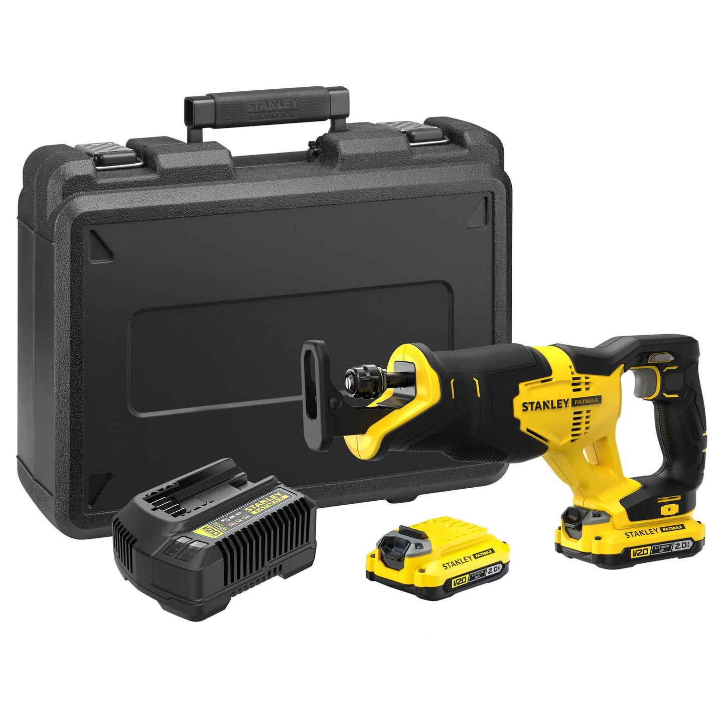 STANLEY FATMAX SFMCS300D2K-QW V20 18V Akku-Säbelsäge, 2 Akkus 18V 2,0Ah
