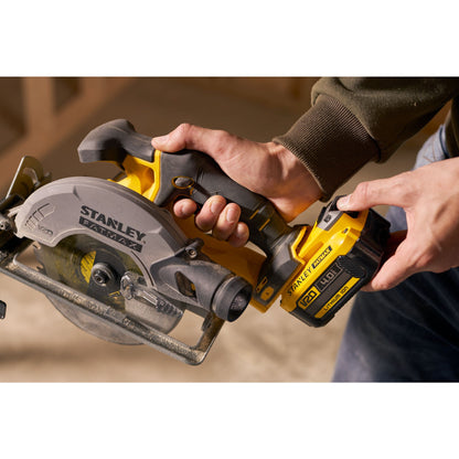 STANLEY FATMAX SFMCS500M2K-QW Scie circulaire V20, 2 batteries 18V 4.0Ah