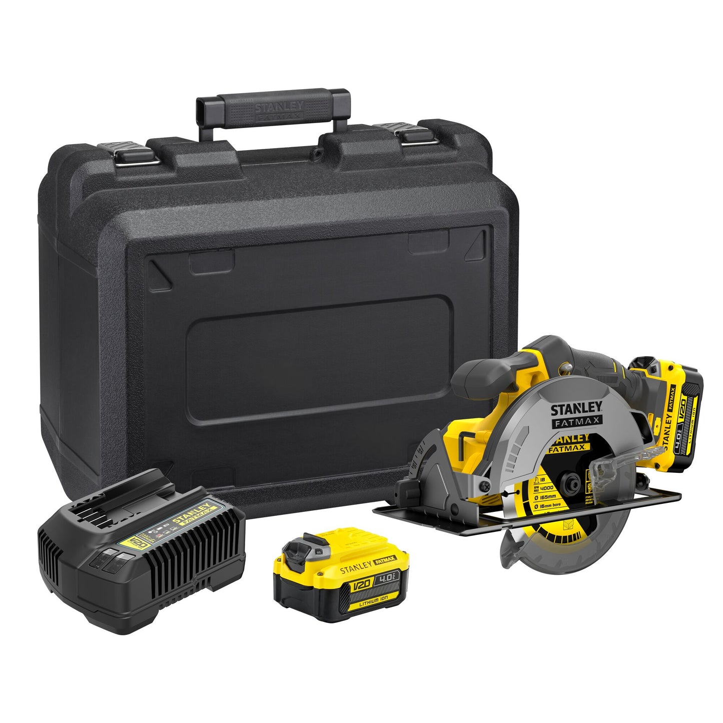 STANLEY FATMAX SFMCS500M2K-QW Scie circulaire V20, 2 batteries 18V 4.0Ah