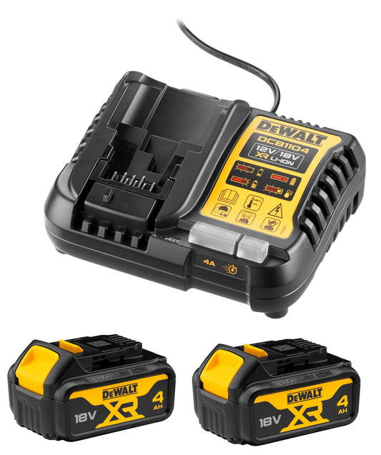 DEWALT DCB1104M2-QW Starter Kit Caricabatteria multivoltaggio XR 4A + 2 batterie 18V 4.0Ah