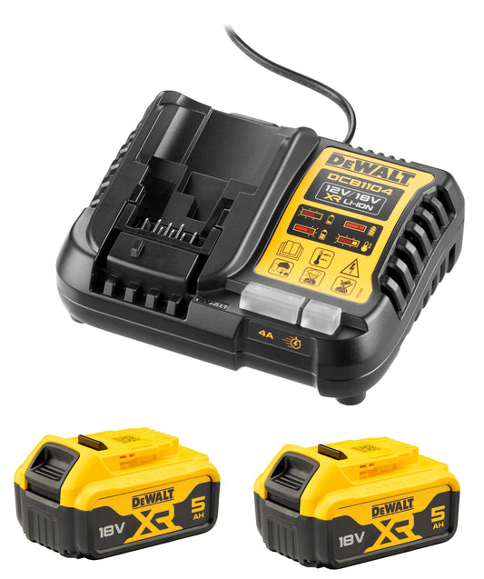 DEWALT DCB1104P2-QW Starter Kit Caricabatteria multivoltaggio XR 4A + 2 batterie 18V 5.0Ah