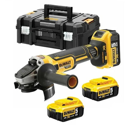 DEWALT DCG405P3-QW 18V Li-ion Brushless Angle Grinder, 125mm with 3 x 5.0Ah Lithium Ion Batteries